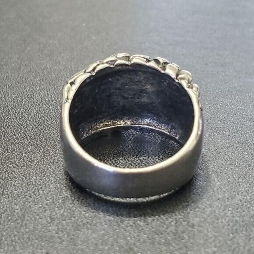 Silver tone orange dragon's eye ring size 12 - Picture 5 of 8